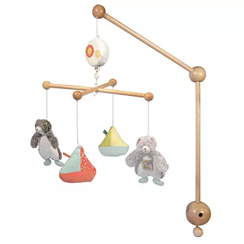 法國(Moulin Roty)精緻Biscotte et Pompon 小熊造型娃娃嬰兒床音樂吊鈴(655058)