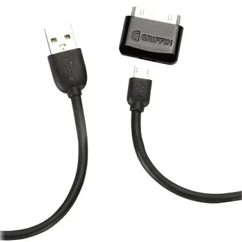 Griffin Charge/Sync 充電同步線組（30pin Dock轉接頭、Micro USB Cable）-黑色