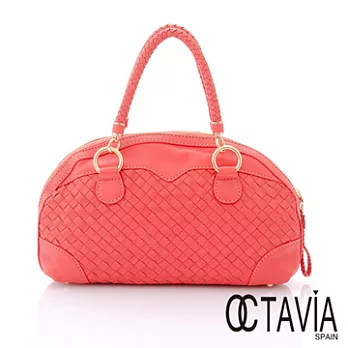 【Octavia 8 真皮】桂冠詩人 半月牛皮編織手提小包 - 腮桔粉