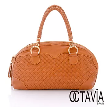 【Octavia 8 真皮】桂冠詩人 半月牛皮編織手提小包 - 卡布咖