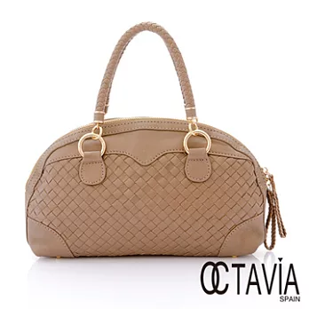 【Octavia 8 真皮】桂冠詩人 半月牛皮編織手提小包 - 情詩灰