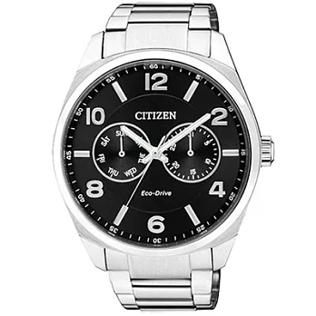 CITIZEN　專業之源雙環都會腕錶(銀黑)