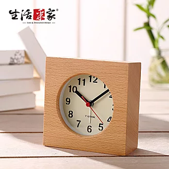 【生活采家】方型櫸木桌面鬧鐘#14020