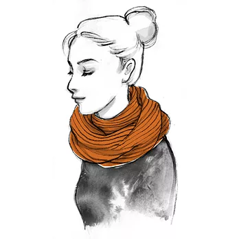 褶毛絨護頸圍巾(秋楓橘)