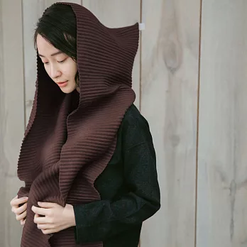 褶毛絨圍巾帽(巧克力棕)