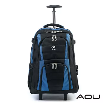 AOU微笑旅行 輕量經典款 可收納筆電 拉桿式雙肩後背包 (鋼鐵藍) 26-001