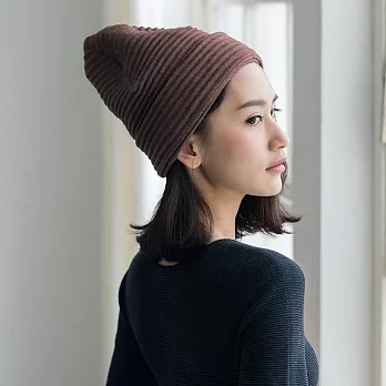 褶毛絨遮耳毛帽(巧克力棕)