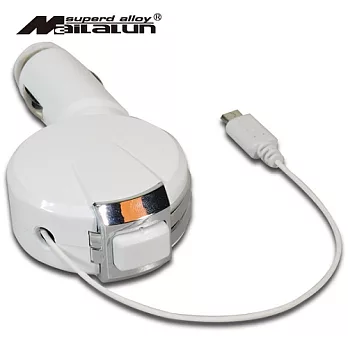 【MAILALUN】 伸縮Micro USB(1.2A)車充充電器-白