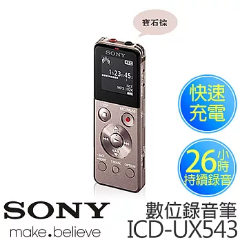 SONY 新力 ICD-UX543 數位錄音筆 4G【公司貨】.寶石棕