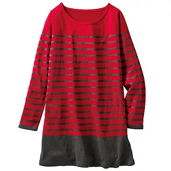 【cecile】圓領A字長版條紋上衣L條紋E