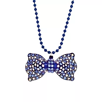 【Anna Lou OF LONDON】倫敦品牌 BOWS 立體彩色水晶中型蝴蝶結項鍊~水藍
