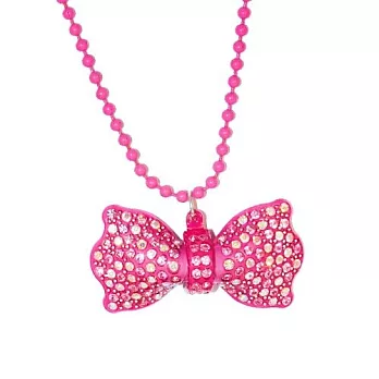 【Anna Lou OF LONDON】倫敦品牌 BOWS 立體彩色水晶中型蝴蝶結項鍊~桃紅