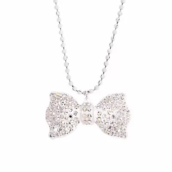 【Anna Lou OF LONDON】倫敦品牌 BOWS 立體彩色水晶中型蝴蝶結項鍊~白色