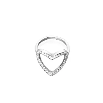 【Anna Lou OF LONDON】倫敦品牌 heart ring 白鑽細緻愛心戒指~亮銀