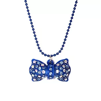 【Anna Lou OF LONDON】倫敦品牌 BOWS 立體彩色水晶小型蝴蝶結項鍊~水藍