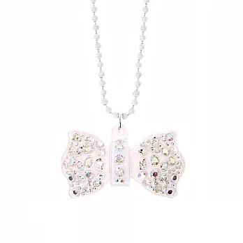 【Anna Lou OF LONDON】倫敦品牌 BOWS 立體彩色水晶小型蝴蝶結項鍊~白色