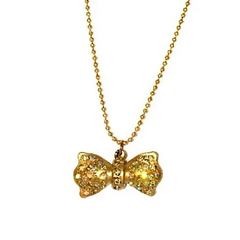 【Anna Lou OF LONDON】倫敦品牌 BOWS 立體彩色水晶小型蝴蝶結項鍊~古董金