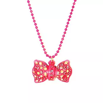 【Anna Lou OF LONDON】倫敦品牌 BOWS 立體彩色水晶小型蝴蝶結項鍊~桃紅