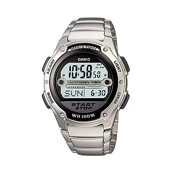 CASIO 黑白無間道個性流行運動腕錶-銀-W-756D-1A