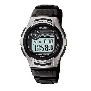 【CASIO】競技小子休閒運動數電子腕錶(黑)-W-213-1A