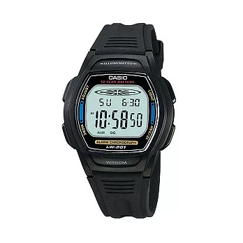 CASIO 銀河浩蕩流行時尚數位運動腕錶-黑-LW-201-2A