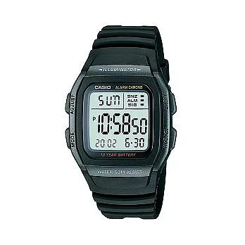 CASIO 新市鎮時尚數字運動腕錶-黑-W-96H-1B