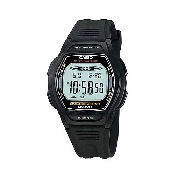 CASIO 銀河浩蕩流行時尚數位運動腕錶-黑-LW-201-1A