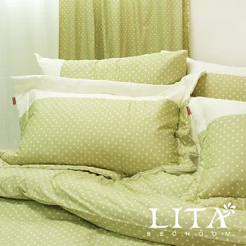 LITA麗塔(光點－綠色)雙人兩用被薄床罩七件式
