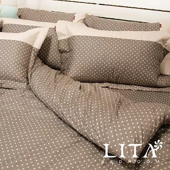 LITA麗塔(光點－棕色)雙人兩用被薄床罩七件式