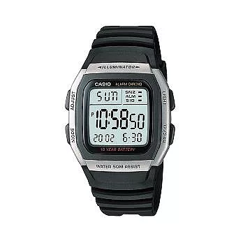 CASIO 新市鎮時尚數字運動腕錶-銀框-W-96H-1A