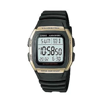 CASIO 新市鎮時尚數字運動腕錶-金框-W-96H-9A