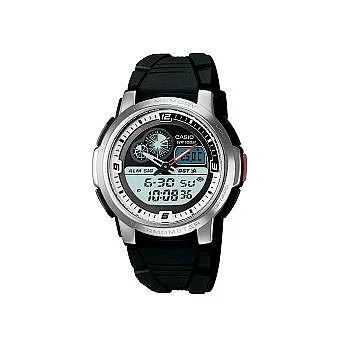 CASIO 野外求生競逐賽雙顯運動腕錶-白面-AQF-102W-7B