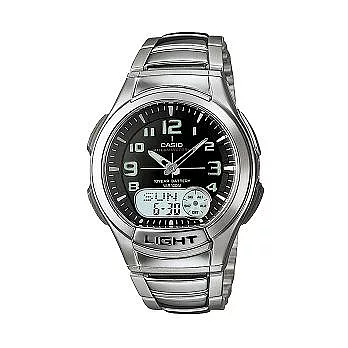 CASIO 激戰運動會數位雙顯流行鋼帶腕錶-黑面-AQ-180WD-1B