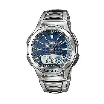 CASIO 激戰運動會數位雙顯流行鋼帶腕錶-藍面-AQ-180WD-2A