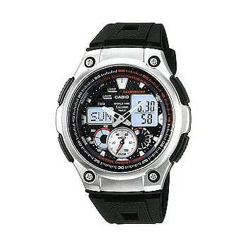 CASIO 超感觀城市雙顯數位運動腕錶-黑-AQ-190W-1A