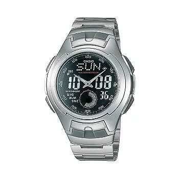 CASIO 闖關高手數位雙顯運動腕錶-銀+黑-AQ-160WD-1B