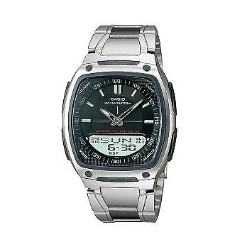 CASIO 層層關卡突破雙顯運動時尚腕錶-黑-AW-81D-1A
