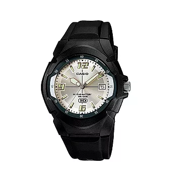 CASIO 豪邁高歌流行時尚指針式運動腕錶-白面-MW-600F-7A