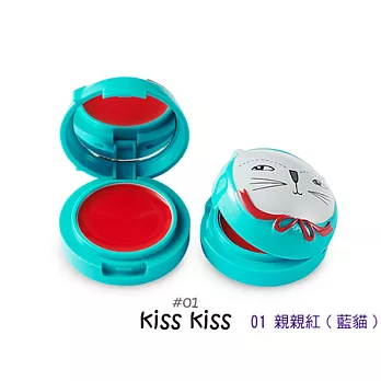 too cool for school 貓咪造型口袋唇蜜/護唇膏 4g (3款供選)01親親紅(藍貓)