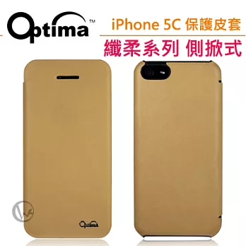 Optima 義大利 纖柔系列 iPhone5C 側掀式皮套卡其