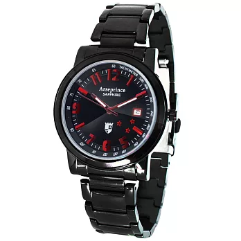 【Arseprince】AP-3322IP魅力星光不鏽鋼腕錶/中性錶（黑面紅字）