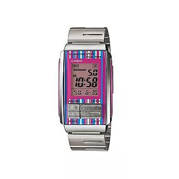 CASIO 繽紛鮮亮紋路時尚運動液晶腕錶-粉紅色-LA-201W-4C