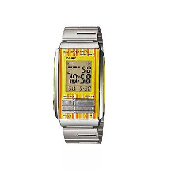 CASIO 繽紛鮮亮紋路時尚運動液晶腕錶-黃色-LA-201W-9C