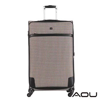 AOU微笑旅行 28吋 隨箱式TSA海關鎖 可加大 布面旅行箱 (時尚千鳥格) 1201A