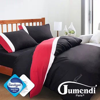 【Jumendi-水鑽之星.黑】台灣製防蹣抗菌被套床包組-雙人