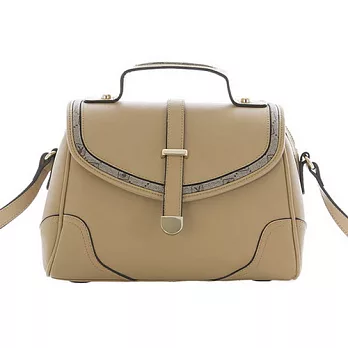 PLAYBOY 皮紋滾邊蓋扣小肩包(杏色)