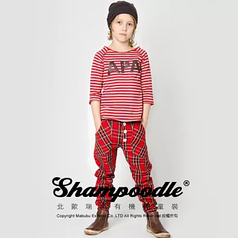 瑞典有機棉童裝Shampoodle龐克格紋長褲80紅色