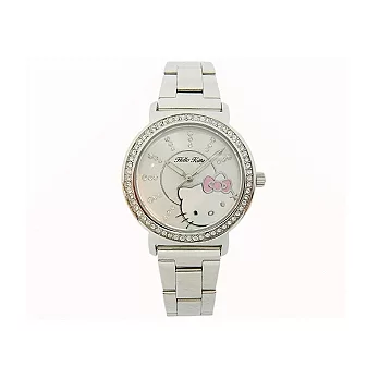 Hello Kitty 大海中的綺麗時尚個性俏麗晶鑽腕錶-銀-LK628LWWI-S
