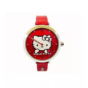 Hello Kitty 嬌滴滴時尚佳人指針式潮流腕錶-紅色-LKS023LWRR
