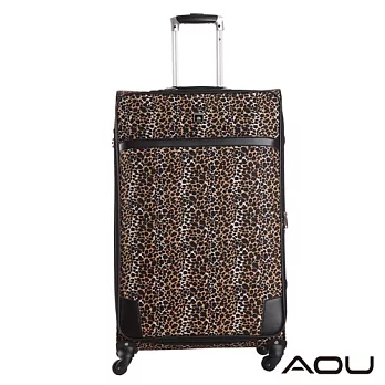 AOU微笑旅行 20吋 隨箱式TSA海關鎖 可加大 布面旅行箱 登機箱 (經典豹紋) 1202C